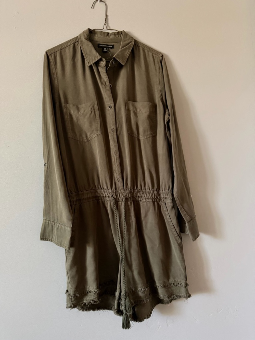 Saks Fifth Avenue Olive Utility Shirt Romper